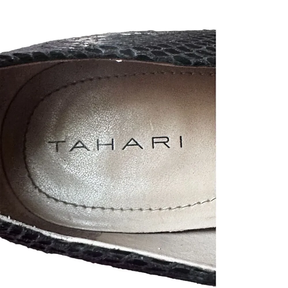 Tahari Colette Black Snakeskin Leather High Heel Classic Pump Shoe Size 10M